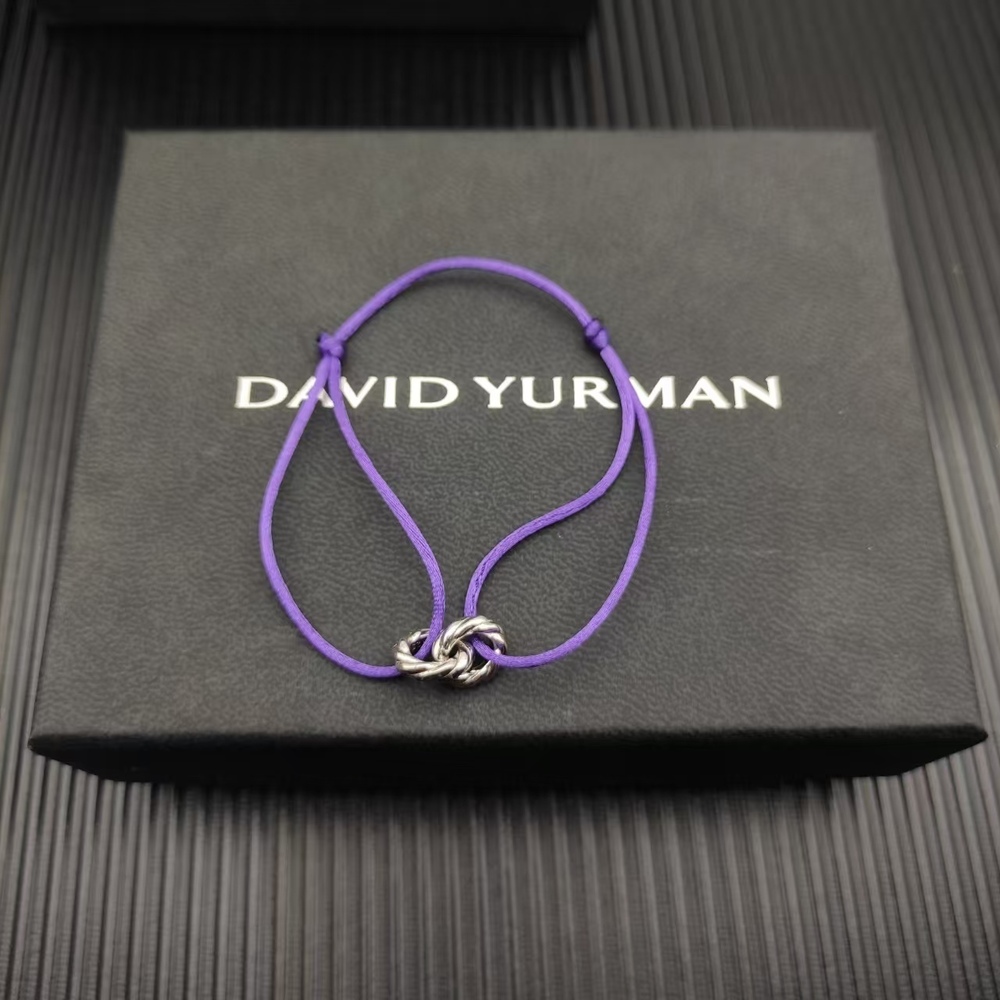 David Yurman Purple Double Ring Silver Nylon Rope Bracelet - Picture 3 of 5